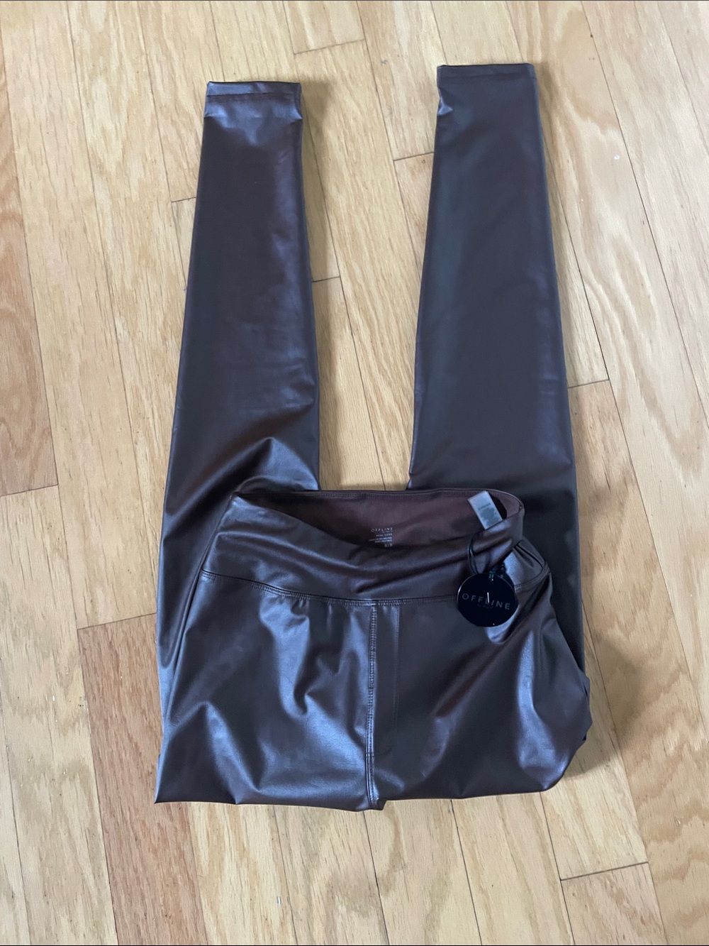 New with tags off-line by airie Women's Brown Faux Leather Leggings medium